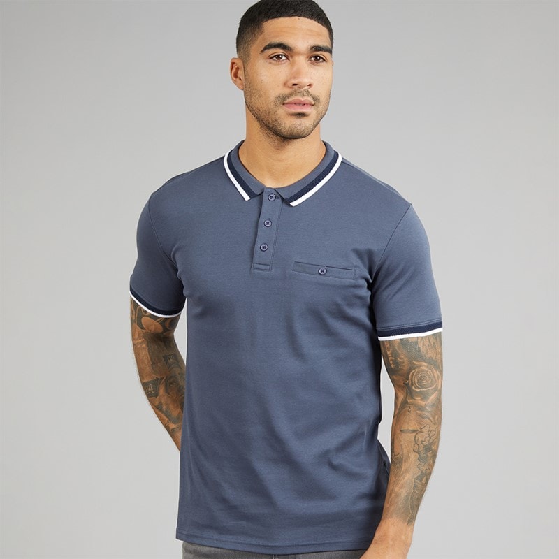 THREADBARE Mens Don Polo Shirt Blue - Image 1