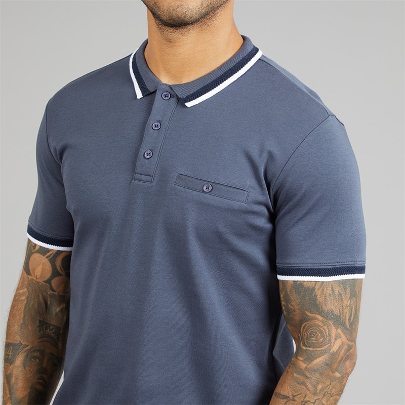 THREADBARE Mens Don Polo Shirt Blue - Image 3