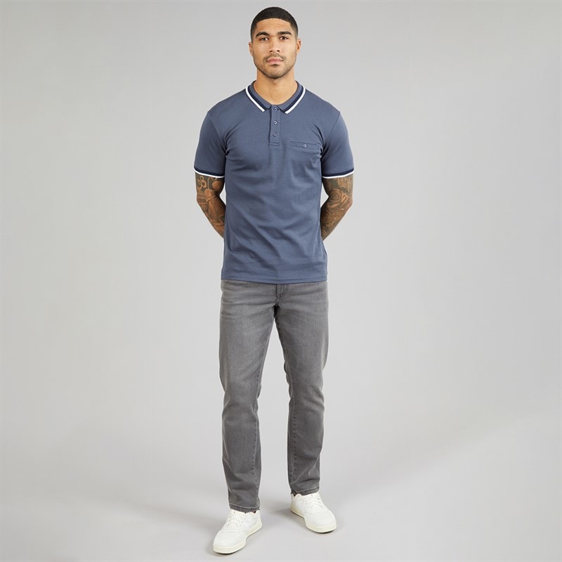 THREADBARE Mens Don Polo Shirt Blue - Image 4