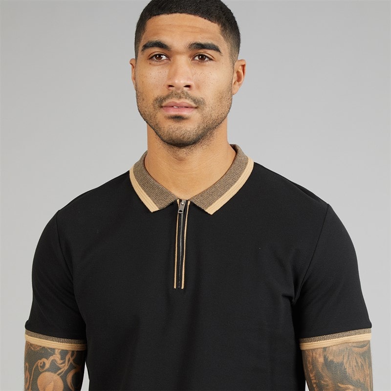 THREADBARE Mens Ember Polo Shirt Black - Image 3