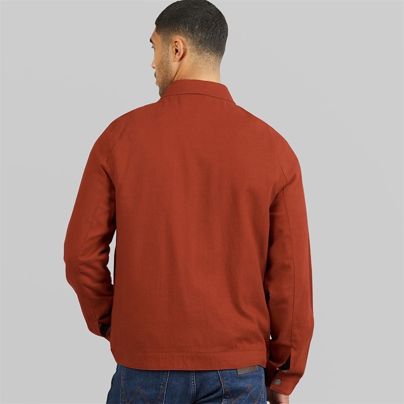 THREADBARE Mens Key Linen Shirt Jacket Rust - Image 2
