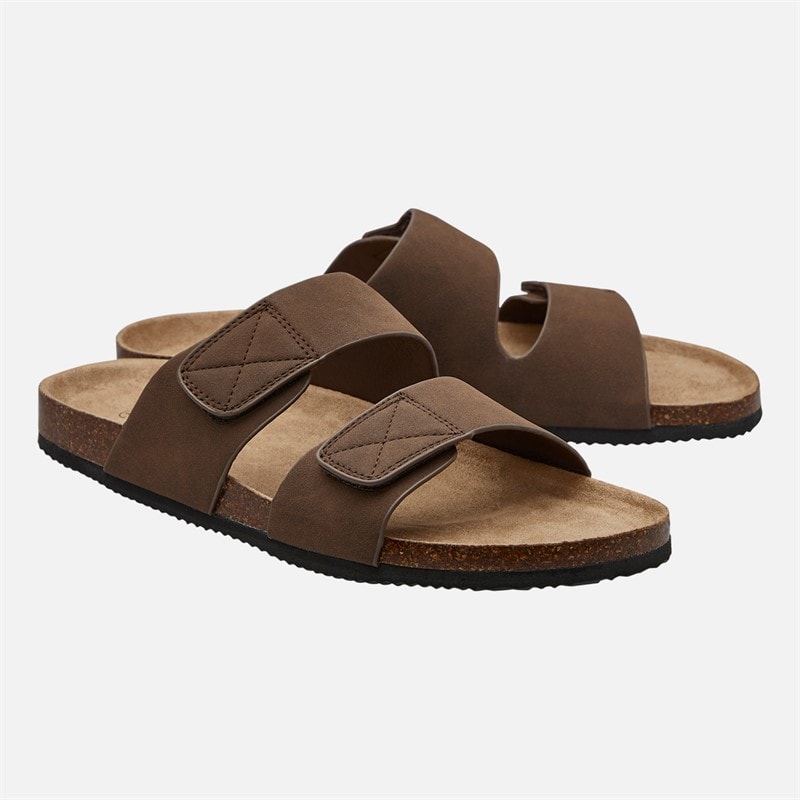 THREADBARE Mens Dual Strap Sandals Brown - Image 1