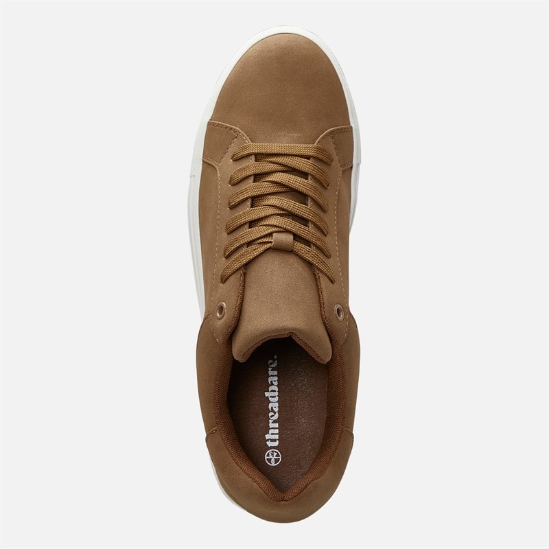 THREADBARE Mens Court Trainers Brown - Image 4