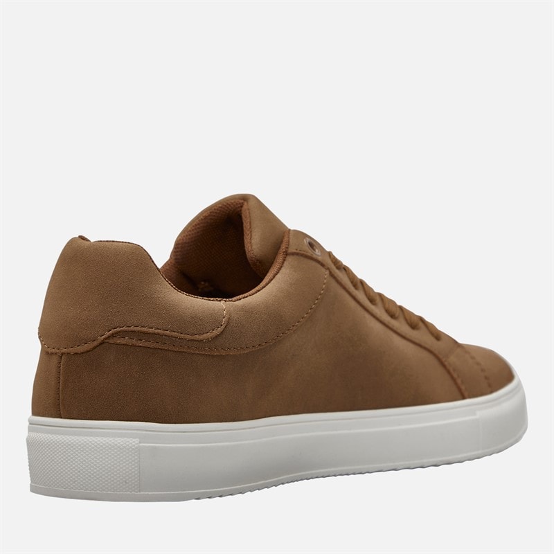 THREADBARE Mens Court Trainers Brown - Image 5