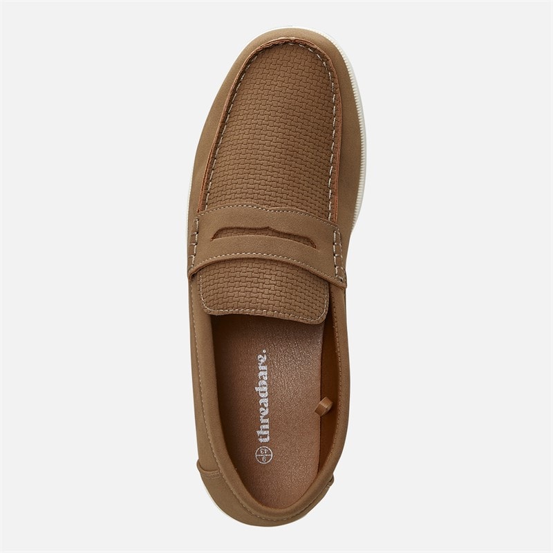 THREADBARE Mens Textured Loafers Brown - Image 4
