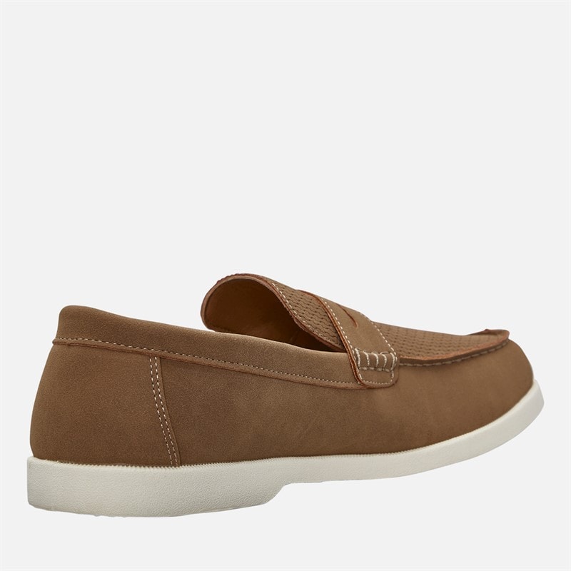THREADBARE Mens Textured Loafers Brown - Image 5