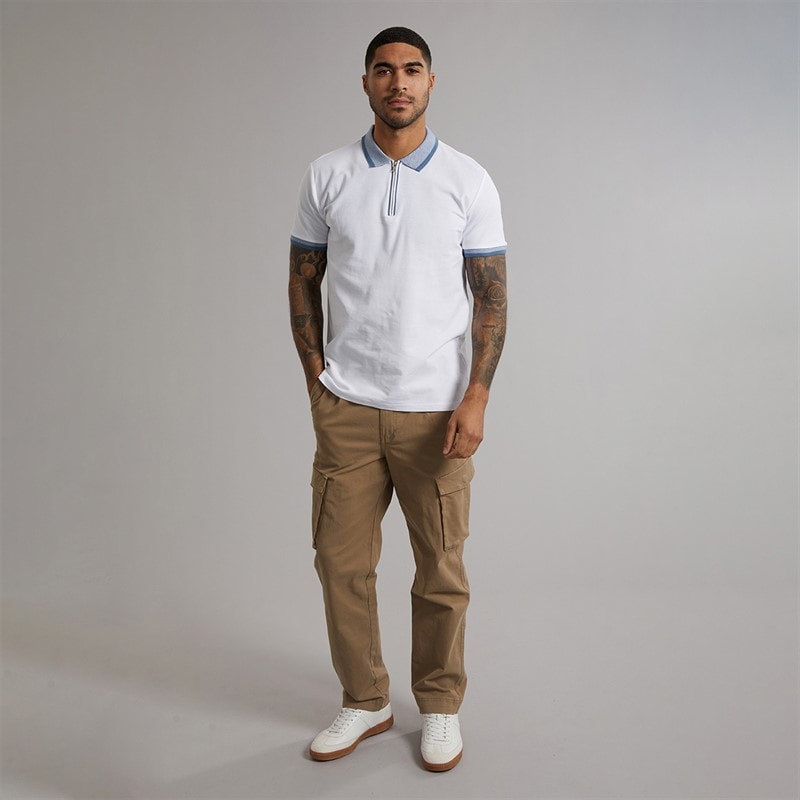 THREADBARE Mens Castil Cargo Trousers Dark Stone Dk Stone - Image 3