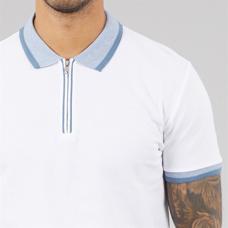 THREADBARE Mens Ember Polo Shirt White - Image 3