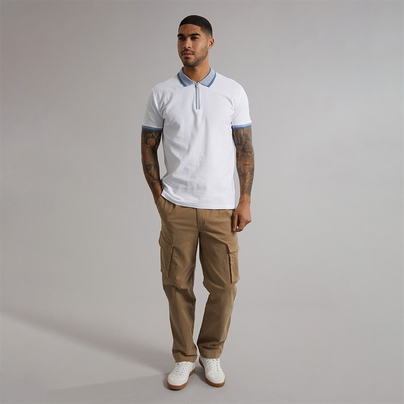THREADBARE Mens Ember Polo Shirt White - Image 4
