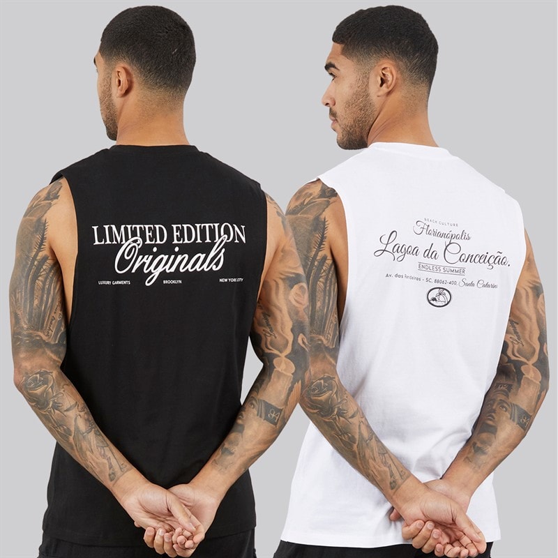 THREADBARE Mens Trace Two Pack Vests Multi - Image 1