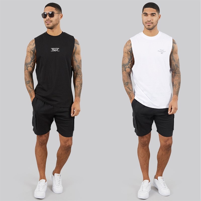 THREADBARE Mens Trace Two Pack Vests Multi - Image 4