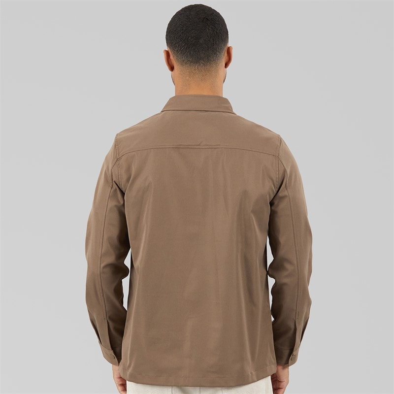 THREADBARE Mens Port Long Sleeve Shacket Cigar - Image 2