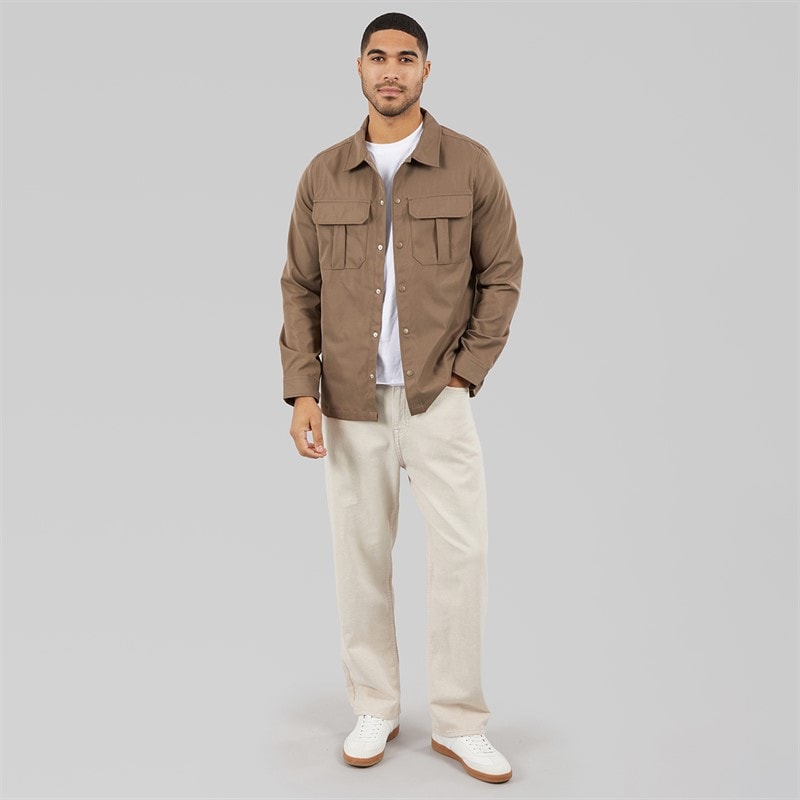 THREADBARE Mens Port Long Sleeve Shacket Cigar - Image 4
