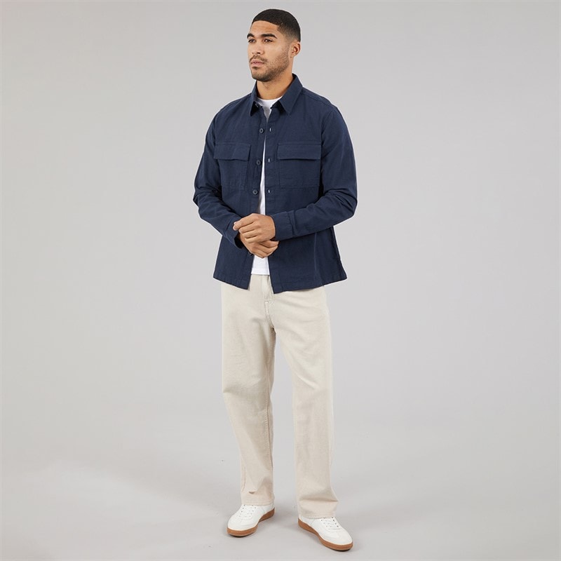 THREADBARE Mens Mini Long Sleeve Shacket Navy - Image 4
