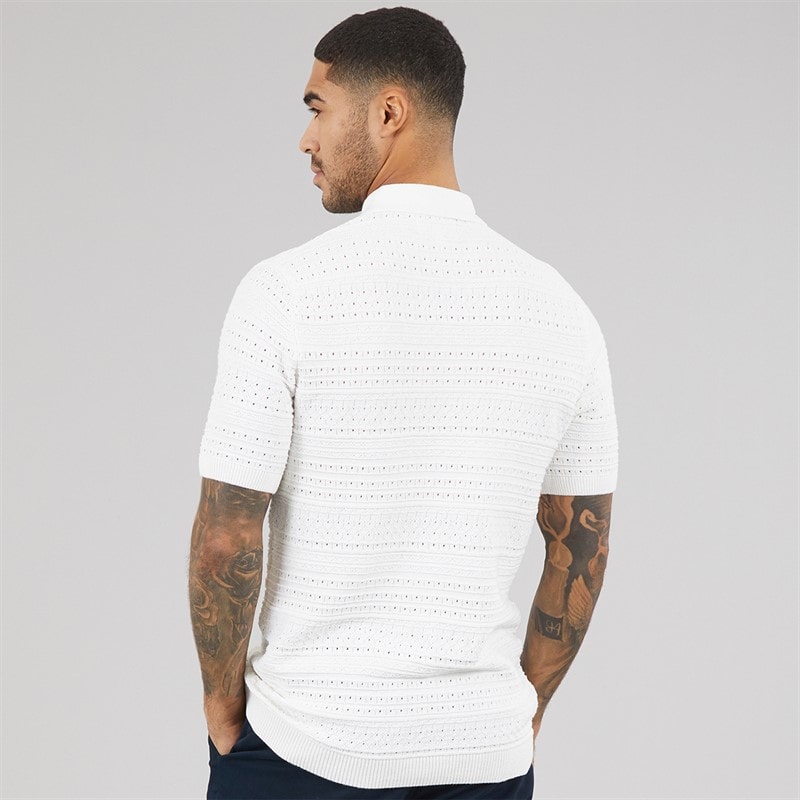 THREADBARE Mens Crown Knitted Shirt Ecru - Image 2
