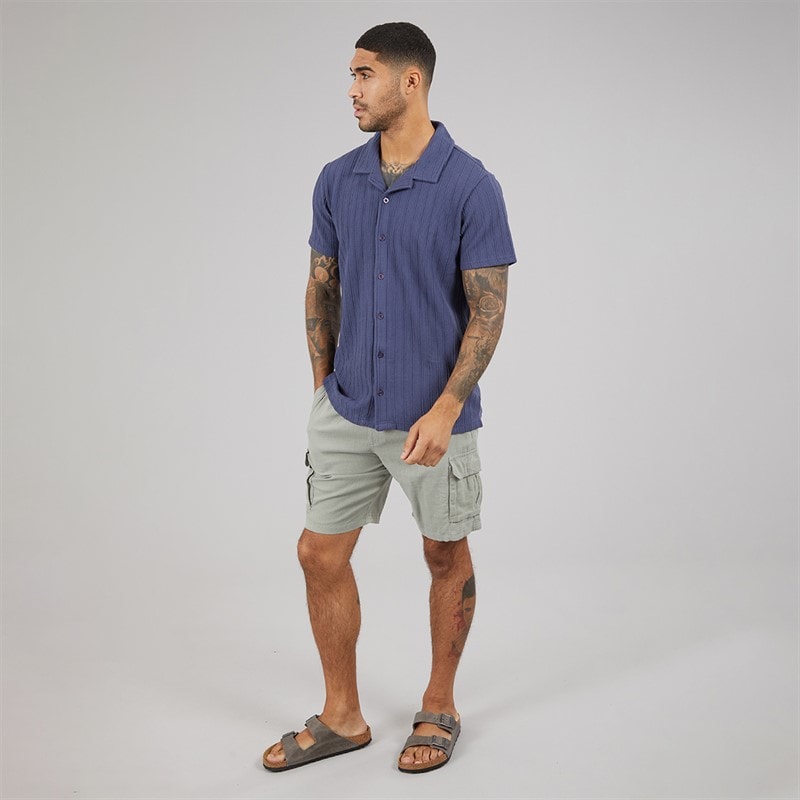 THREADBARE Mens Cam Short Sleeve Shirt Deni Blue - Image 4