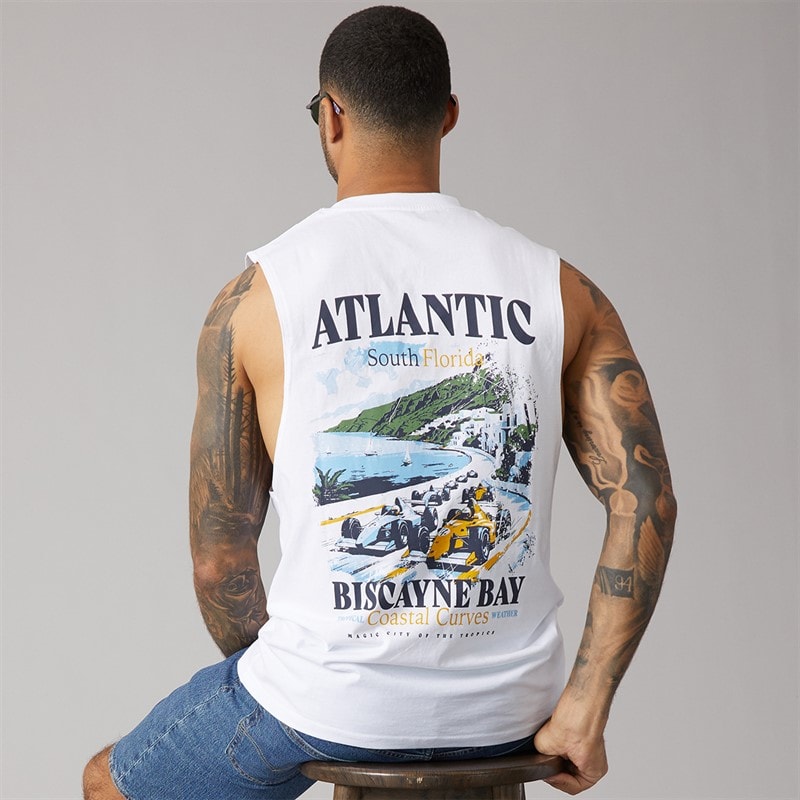 THREADBARE Mens Cayne Vest White - Image 1