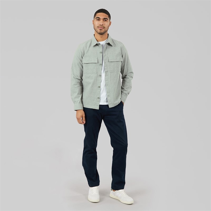 THREADBARE Mens Mini Long Sleeve Shacket Sage - Image 4