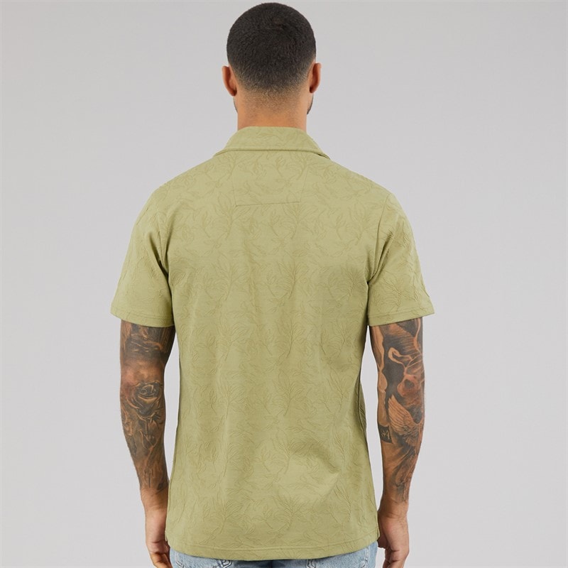 THREADBARE Mens Darvl Short Sleeve Shirt Sage - Image 2