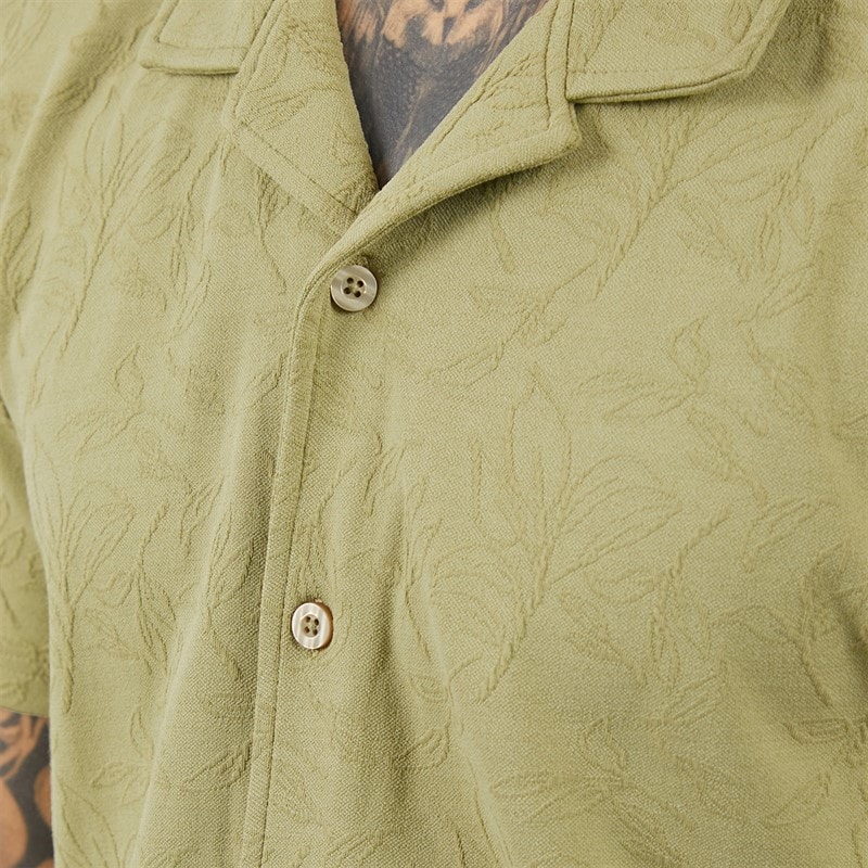 THREADBARE Mens Darvl Short Sleeve Shirt Sage - Image 3