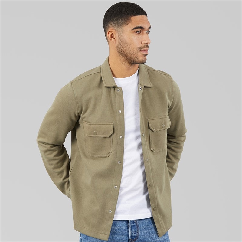 THREADBARE Mens Relay Long Sleeve Shacket Sage - Image 3
