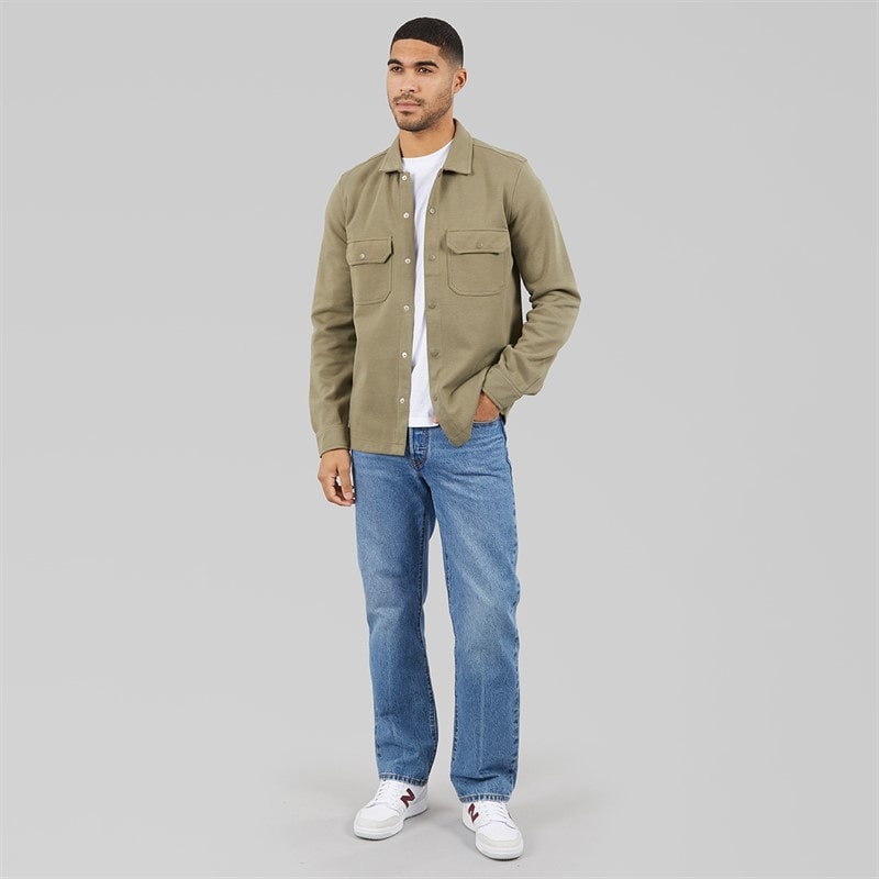 THREADBARE Mens Relay Long Sleeve Shacket Sage - Image 4