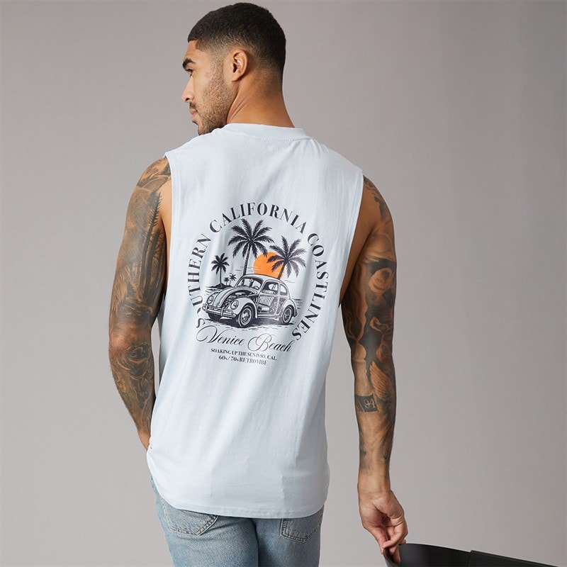 THREADBARE Mens Coast Vest Blue - Image 1