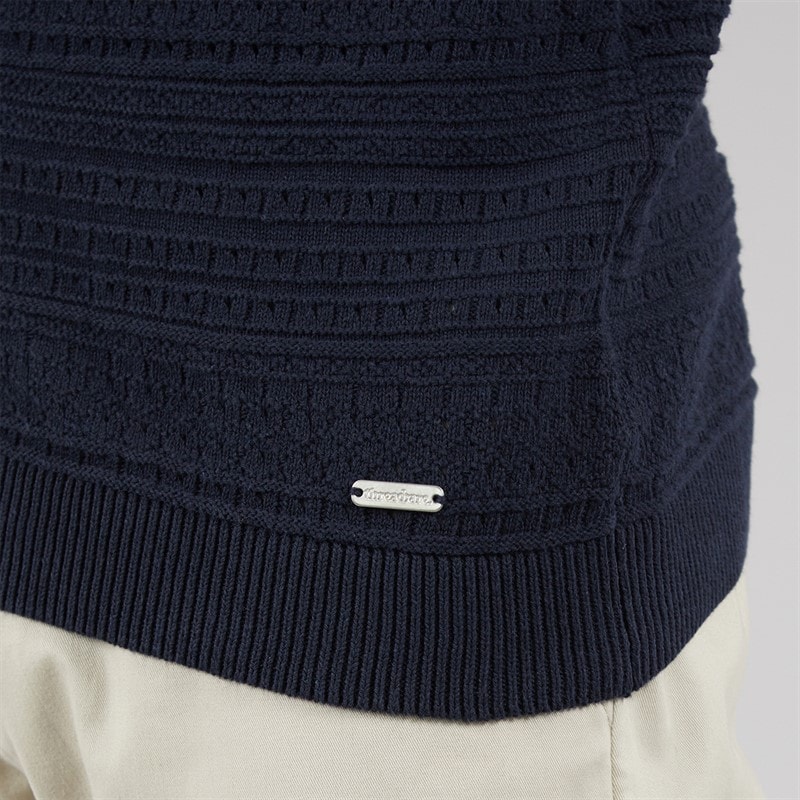 THREADBARE Mens Crown Knitted Shirt Navy - Image 3