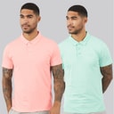 THREADBARE Mens Two Pack Becon Polo Shirts Multi