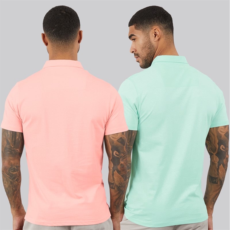 THREADBARE Mens Two Pack Becon Polo Shirts Multi - Image 2