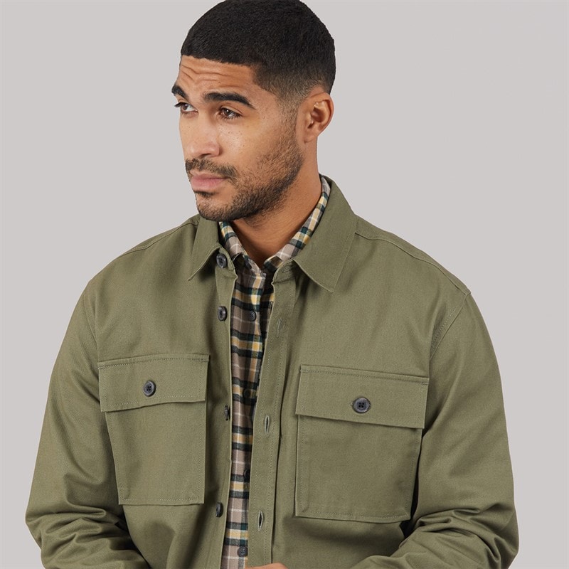 THREADBARE Mens Pulp Shacket Olive - Image 3