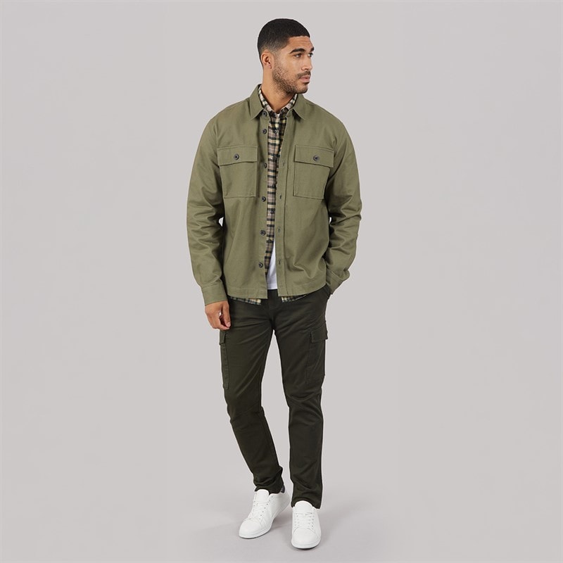 THREADBARE Mens Pulp Shacket Olive - Image 4