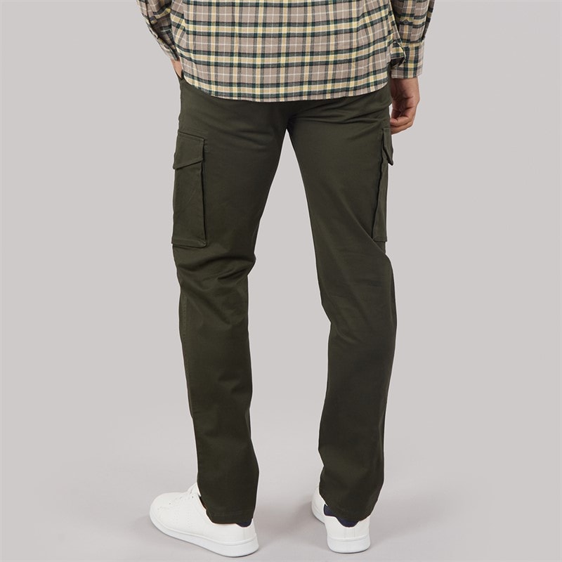 THREADBARE Mens Battled Cargo Trousers Forest - Image 2