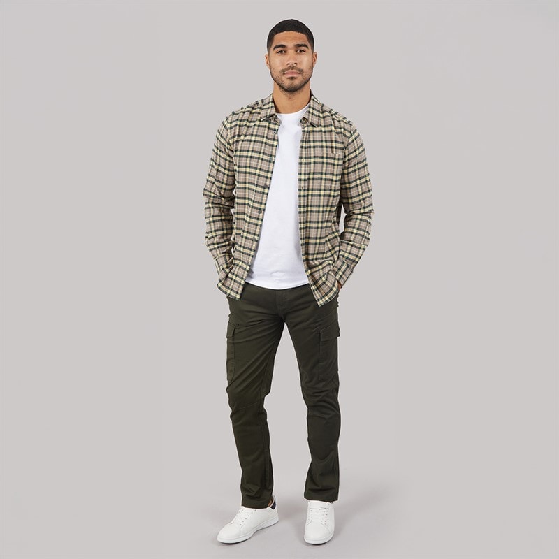 THREADBARE Mens Battled Cargo Trousers Forest - Image 4