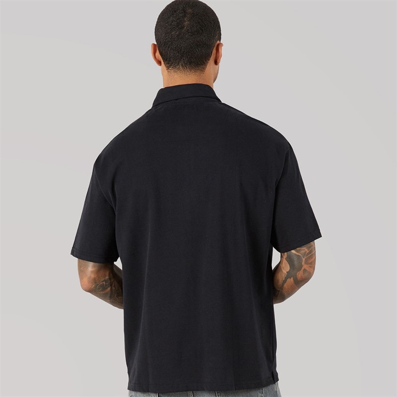 THREADBARE Mens Cayl Oversized Polo Shirt Black - Image 2
