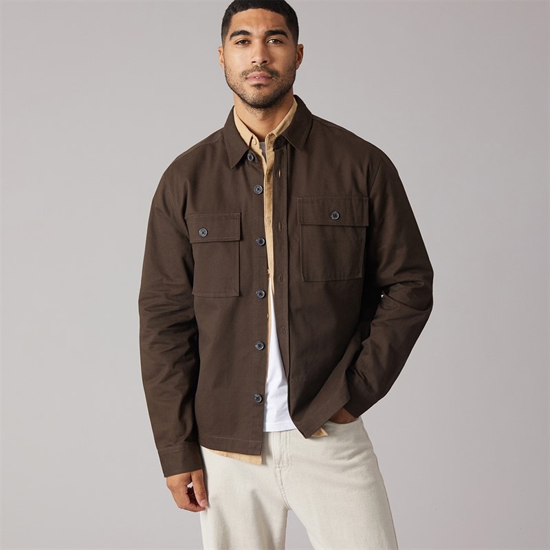 THREADBARE Mens Pulp Shacket Chocolate - Image 3