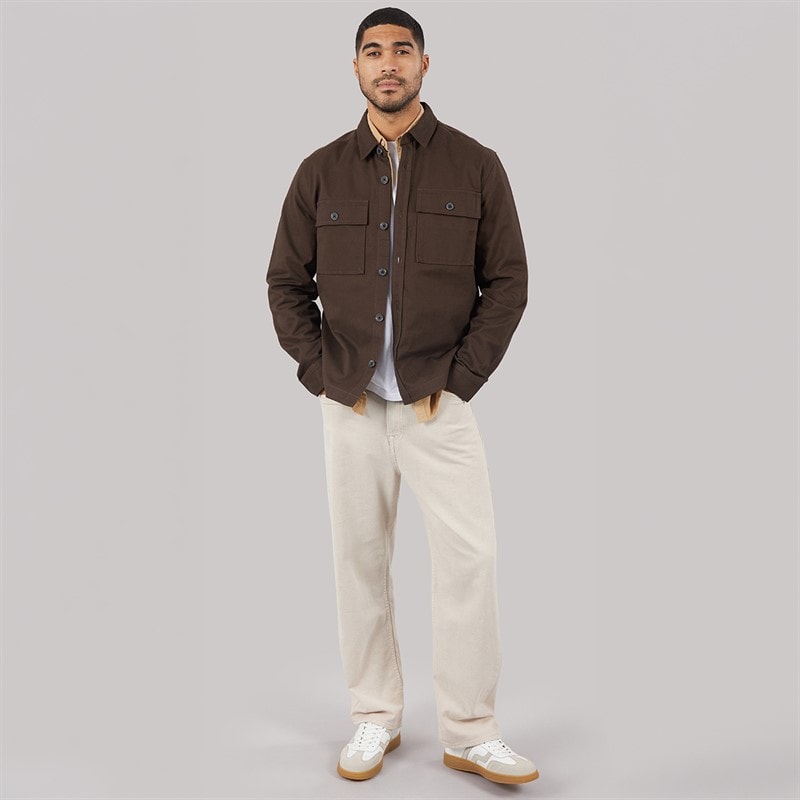 THREADBARE Mens Pulp Shacket Chocolate - Image 4