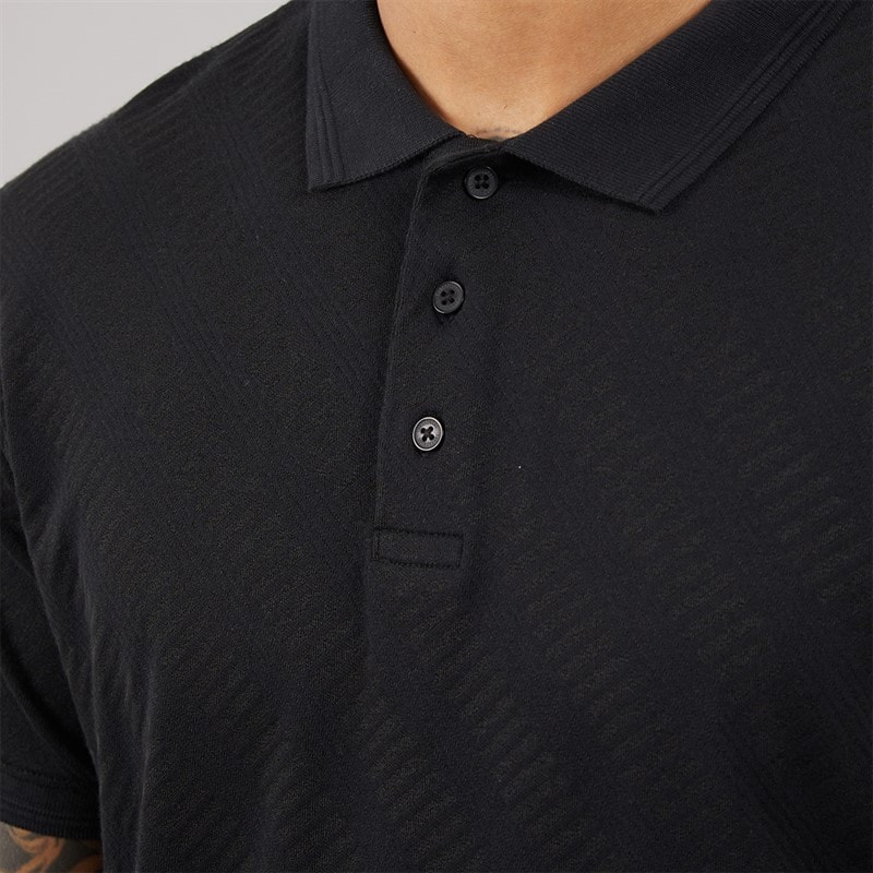 THREADBARE Mens Wigsto Polo Shirt Black - Image 3