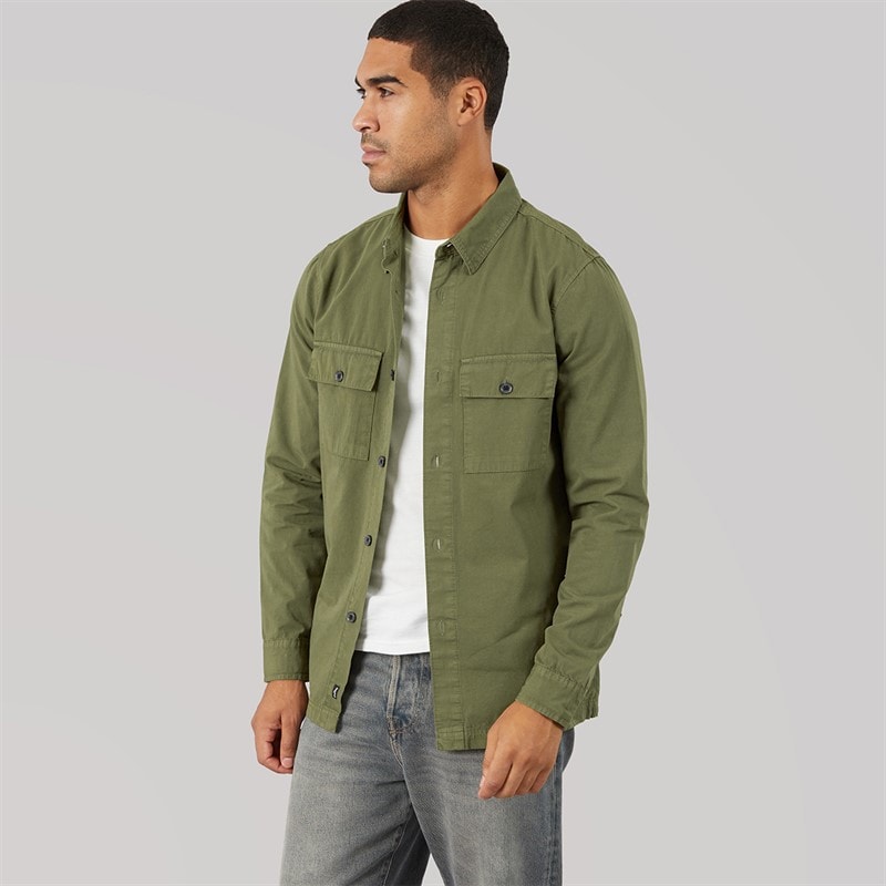 THREADBARE Mens Mini Shacket Khaki - Image 3