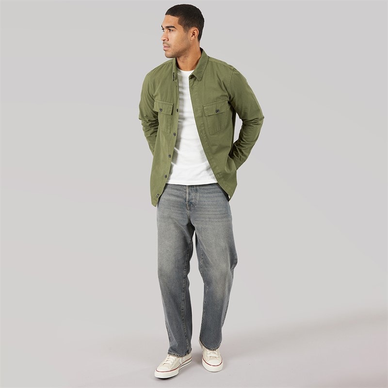 THREADBARE Mens Mini Shacket Khaki - Image 4