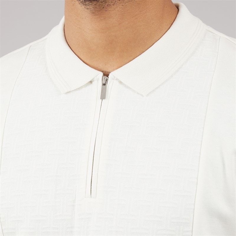 THREADBARE Mens Ferg Polo Shirt Ecru - Image 3