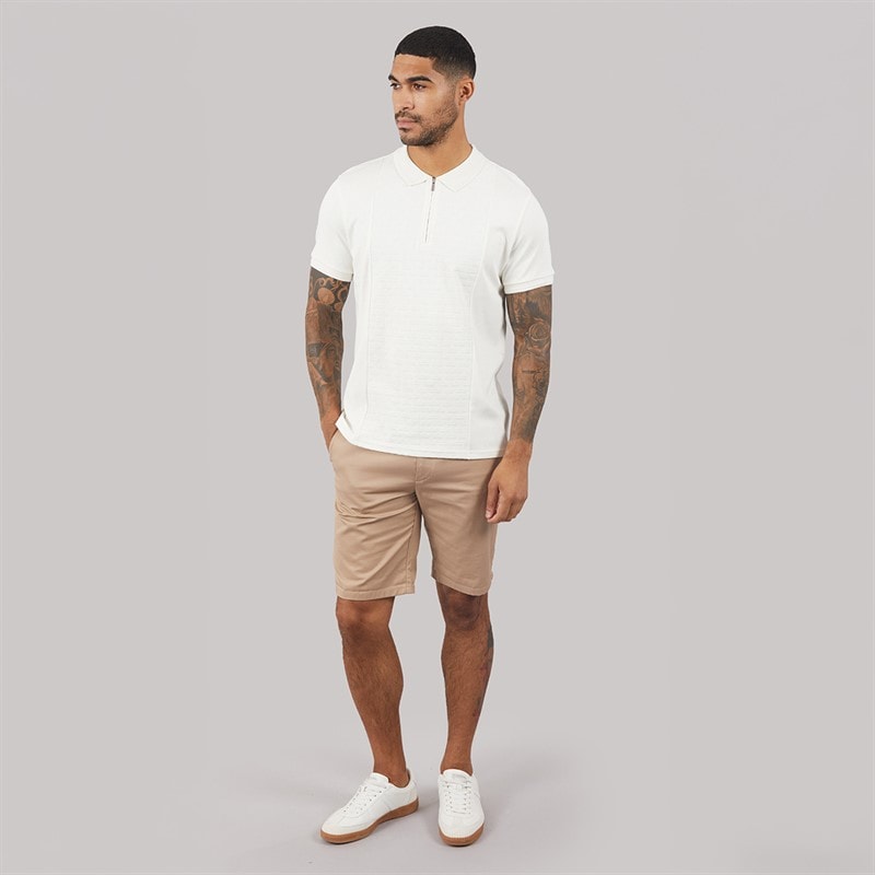 THREADBARE Mens Ferg Polo Shirt Ecru - Image 4