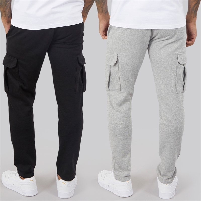 THREADBARE Mens Marylebone Two Pack Cargo Joggers Multi - Image 2