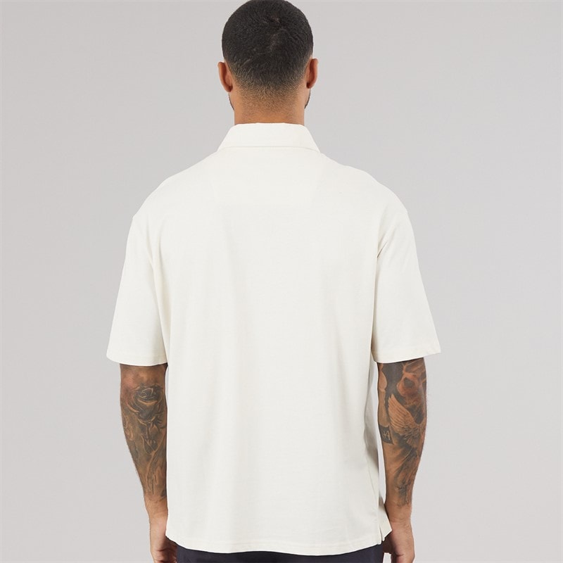 THREADBARE Mens Cayl Oversized Polo Shirt Ecru - Image 2