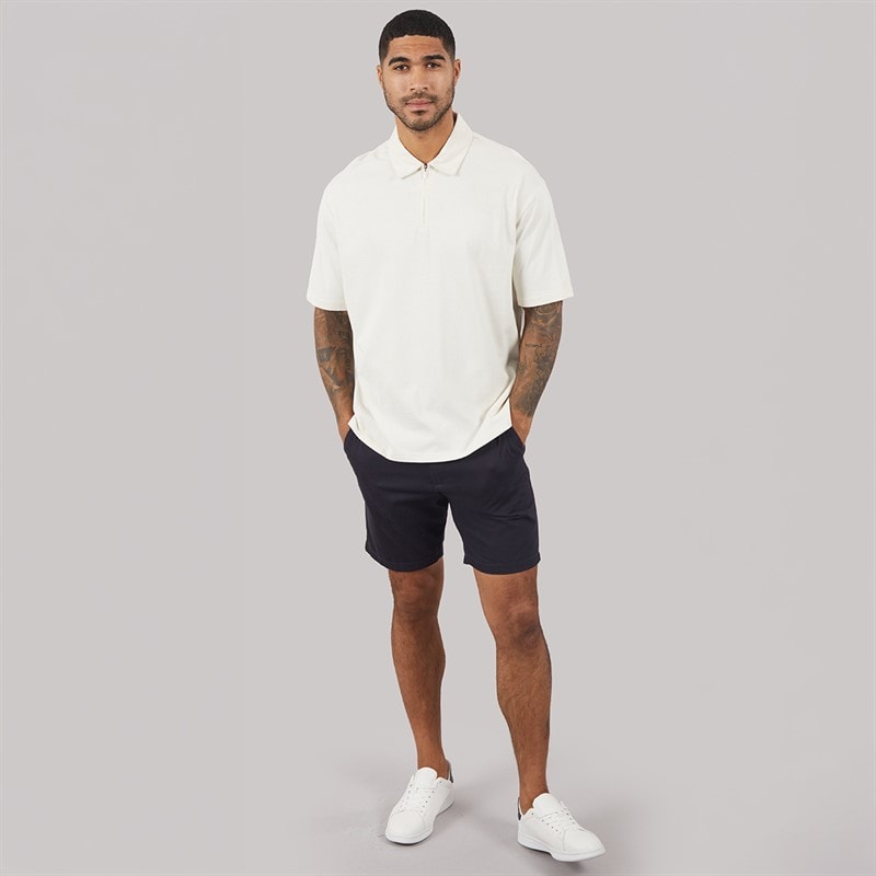 THREADBARE Mens Cayl Oversized Polo Shirt Ecru - Image 3