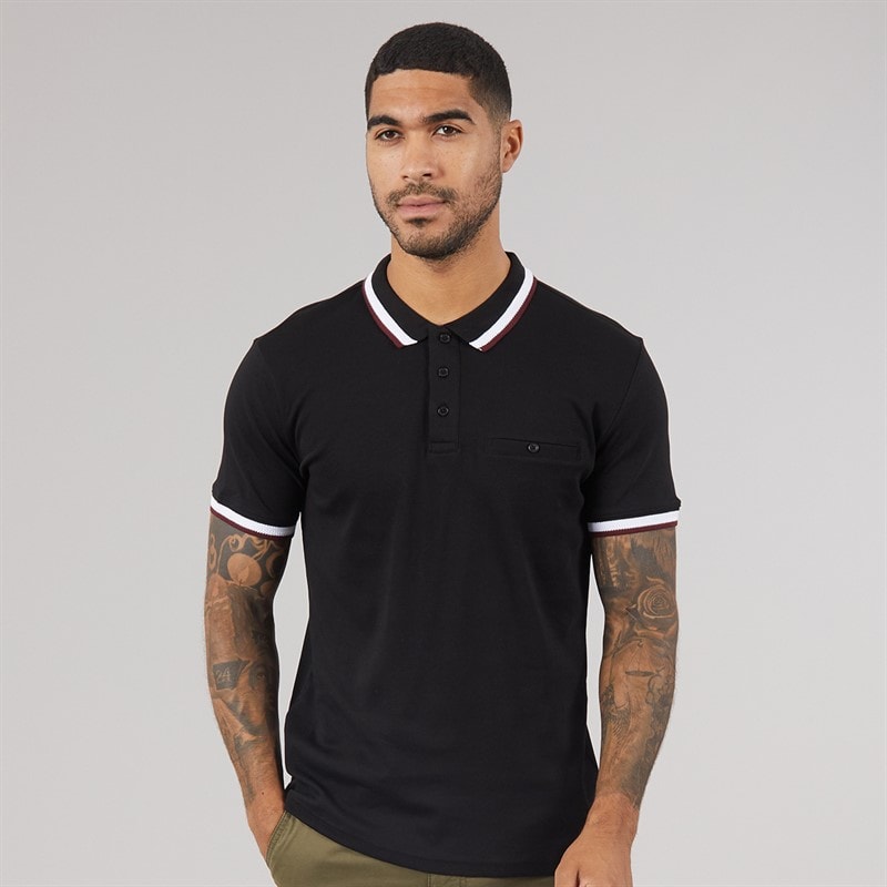 THREADBARE Mens Cowl Polo Shirts Multi - Image 2