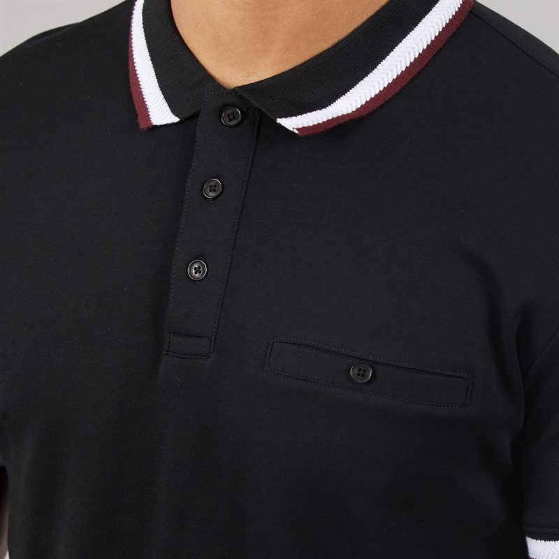 THREADBARE Mens Cowl Polo Shirts Multi - Image 4
