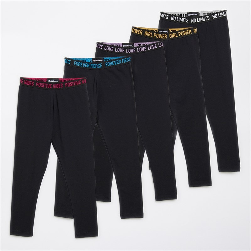 Threadgirls Girls Joy Five Pack Leggings Black