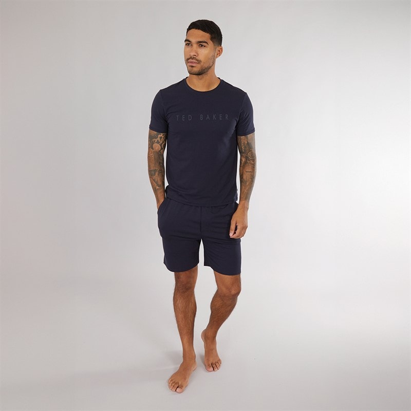 Ted Baker Mens T-Shirt And Shorts Lounge Set Navy - Image 5