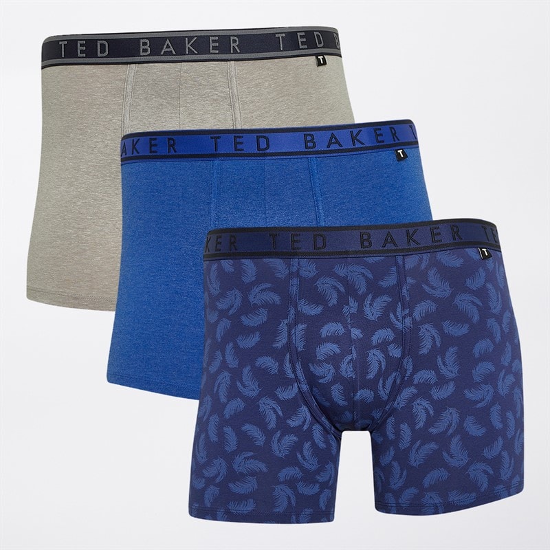 Ted Baker Mens Three Pack Boxers Mazarine Blue/Navy Feather/Heather Grey - Image 1